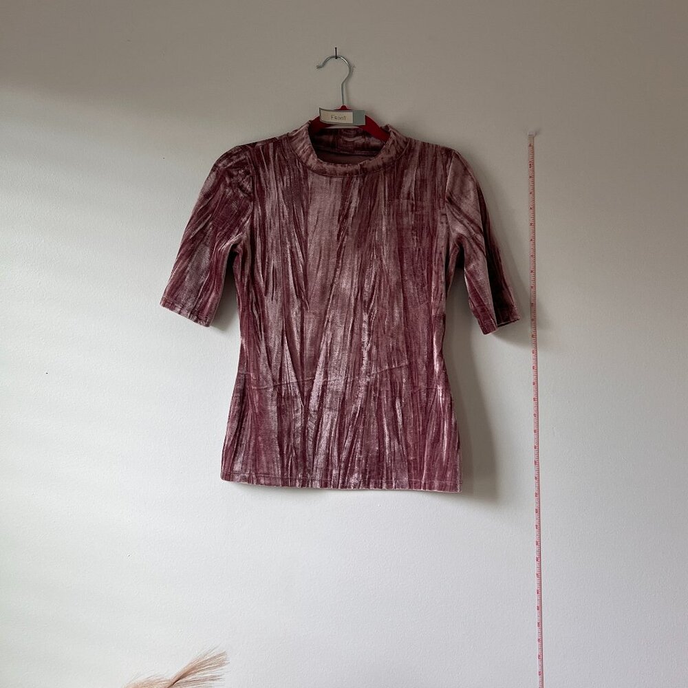 Pilcro (Anthropologie) Crushed Velvet Mock-Neck Shirt